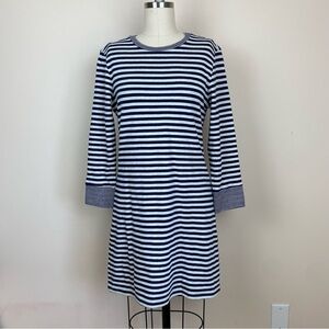 Amour Vert Navy/White Nautical Striped Long-sleeved Cotton Dress